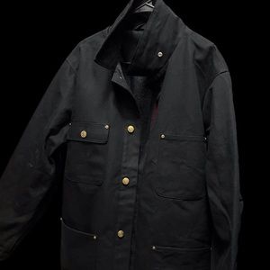 Vintage black carhartt duck canvas & wool coat jacket